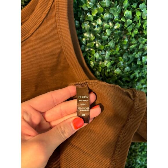 Nuuds Brown Ribbed Essential Tank Top Size XS - Picture 3 of 3